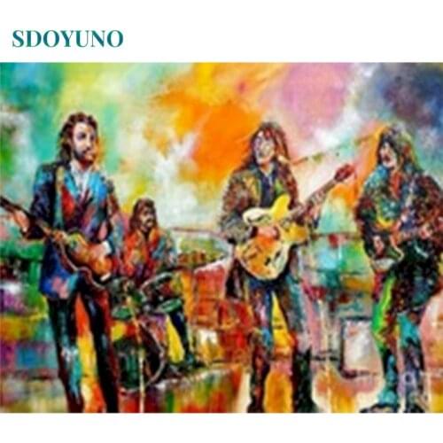 SDOYUNO 60x75cm Coloring By Numbers Singer Family DIY Painting By Numbers On Canvas Figure Frame Digital Hand Painting Home Deco