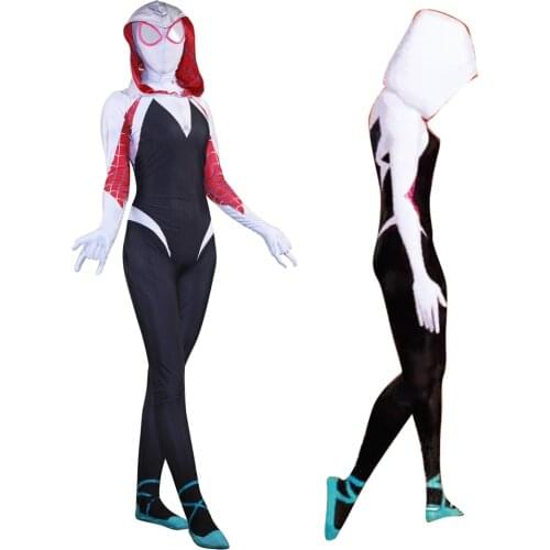 New 3D Women Gwen Stacy Cosplay Costume Zentai Superhero Bodysuit Suit Jumpsuits