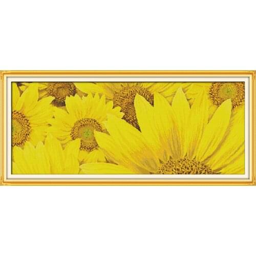 Sunflower cross stitch kit needlework embroidery package sets aida 14ct 11ct stamped cross stitch printed canvas pattern DIY kit