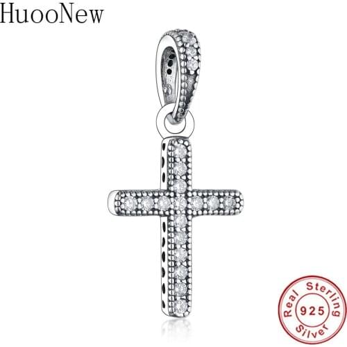 Fit Original Pandora Charm Bracelet 925 Sterling Silver Faith Cross Zircon Beads Pendant Jewelry Making Berloque 2019 Bijoux DIY