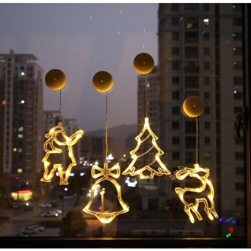 Christmas window decorative Night Light Flashing String Star led lamp Bell Sucker Christmas Gift Childrens Toys lights