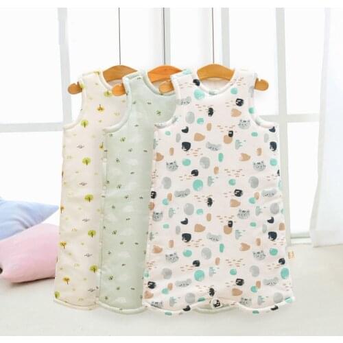 Newborn Boy Girl Sleeveless Baby Sleeping Bag Sleep Sack Cute Cartoon 100% Organic Cotton Warm Kids Sleepbag Sleepsack 0-3Years