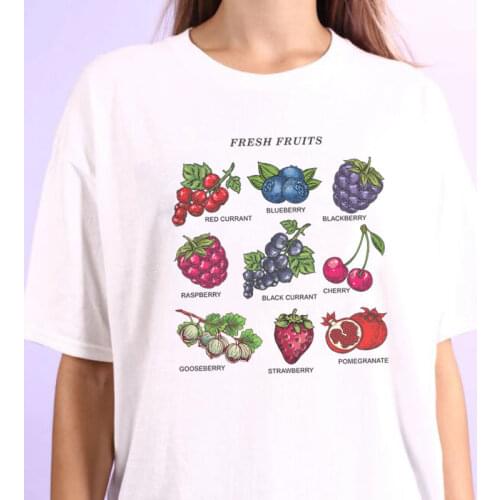 Fresh Fruits Tumblr Egirl Grunge Aesthetic T Shirt Summer Ulzzang Streetwear Women T-shirts Female 90s Cute Tee Y2k Tops Clothes