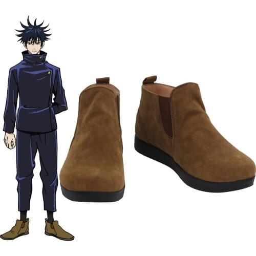 Megumi Fushiguro Shoes Cosplay Jujutsu Kaisen Megumi Fushiguro Cosplay Boots Brown Shoes