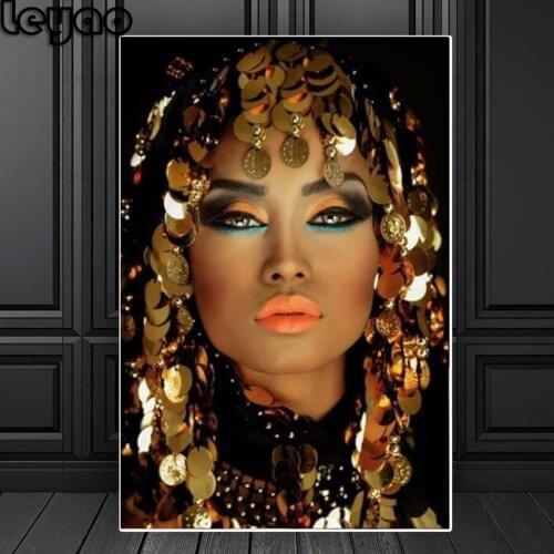 Bling Gold Makeup Women diamond Paintings Home Wall Art, diamond embroidery Wall Picture for Living Room Home Wall Cuadros Decor