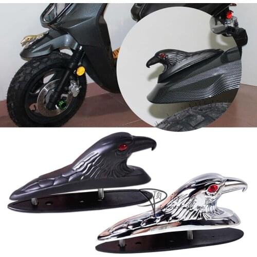 Universal Electric Motorcycle Eagle Head Fender Ornament Red Lighted Eye Motorbike ATV Bike Aluminum Front Mudguard