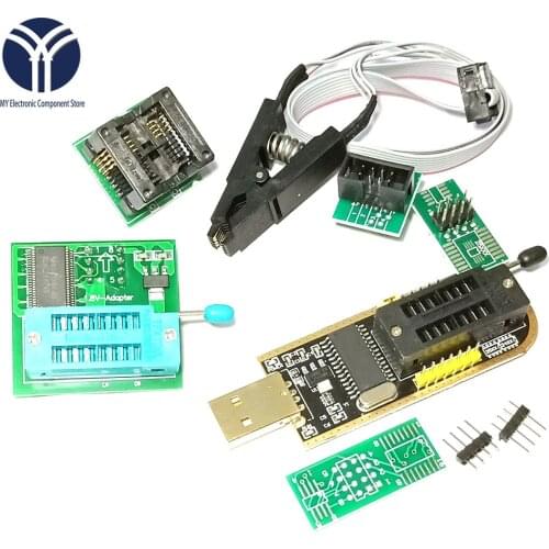 CH341A 24 25 Series EEPROM Flash BIOS USB Programmer Module + SOIC8 SOP8 Test Clip + 1.8V adapter + SOIC8 adapter DIY KIT