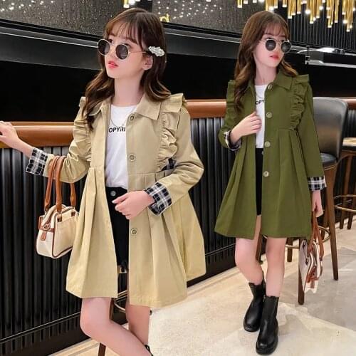 Kids Windbreaker Coat New Cute Ruffle Outwear baby Clothes Childrens Princess Jackets for Girls 4T 6 8 10 12 Years Clothing