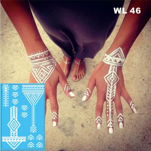 #WL-46 Tribal White Henna Temporary Tattoo Hand Decoration Sticker for wedding body decor