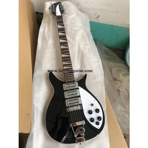 High-quality 350 electric guitar, 6-string guitar, black painted Korean pickup truck, white front and back binding, taking pictu