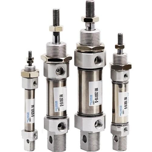 High Quality Small Pneumatic Stainless Steel Mini Cylinder MI10x10,15,20,25,30,40,50,60,75,80100125150-S-CA