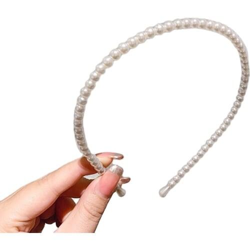 Korean Fashion Simple Pearl Hair Band Trendy Hair Hoop Thin Headbands Bridal Haarband Hair Accessories For Women Wedding Party