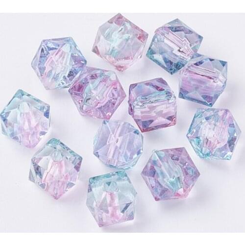 100pcs 7.5x8x8mm Mixed Color Transparent Acrylic Faceted Crystal Beads Loose Spacer Beads for DIY Jewelry Making Findings