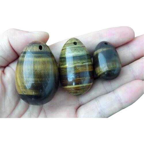 3pcs Drilled Natural Tiger Eye Egg Jade Stone Kegel Exercise Jade Egg Tightening Vaginal Muscle Trainer Stimulator Body Care