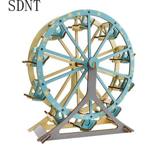 Ferris Wheel 3D Puzzles Wood Toys for Children Educational iq Game Hobby Gift DIY Kid Happy Ferris Wheel Model Kit Decoration