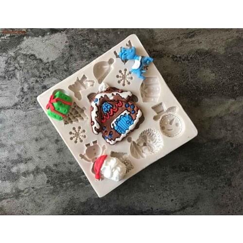 3D Christmas House Tree Santa Elk Deer Snowflake Silicone Mold DIY Chocolate Biscuit Mold Cake Decorating Tools Handmade Mold