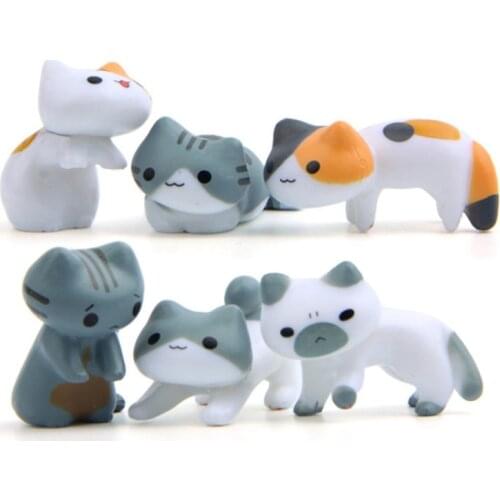 6pcs Naughty Cat Animal Mini Dollhouse Miniature Fairy Garden Home Decoration Craft Micro Landscaping Decor DIY Gift
