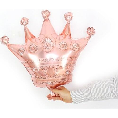 60x58cm rose gold crown foil balloons Princess crown happy birthday party decorations kids 1st baby shower surprise globos