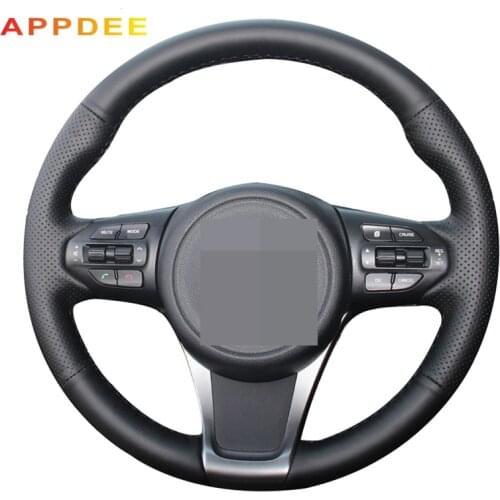 Handsewing Black Artificial Leather Steering Wheel Covers for Kia Sorento 2015