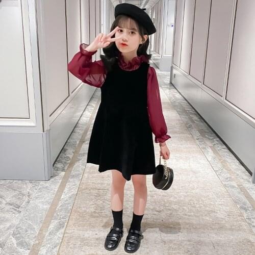 Kids Autumn Dresses for Girls Back To School Girls Dress with Shirts Long Sleeve Party Vestidos Baby Girl Children Clothing