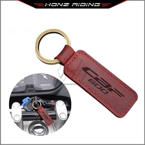 For Honda CBF600 CBF 600 Key Motorcycle Keychain Cowhide Key Ring
