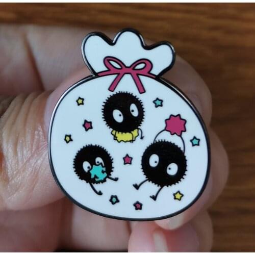 Hayao Miyazaki Spirited Away Soot Sprite Enamel Pin Rainbow Starts Majic Bags Badge Anime Jewelry