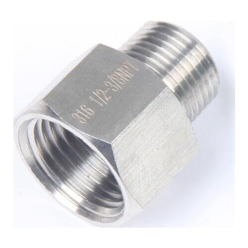LTWFITTING Bar Production Stainless Steel 316 Pipe Fitting 1/2" Female x 3/8" Male NPT Adapter Air Fuel Water