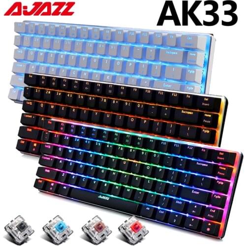 Ajazz AK33 Gaming Mechanical Keyboard 82 Keys Anti-ghosting RGB Backlit Black Blue Red Switch Wired Keyboard for Gamer PC Laptop