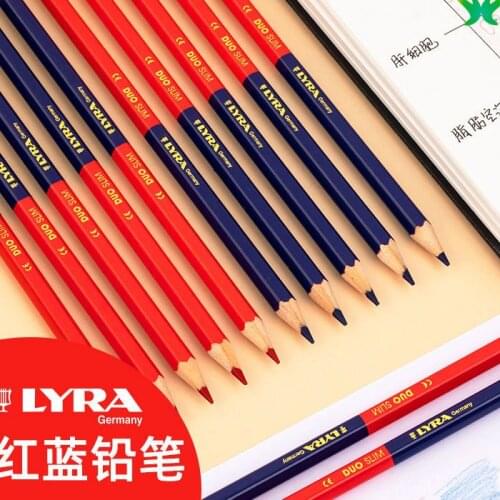 Lyra red and blue two-color color pencil, hexagonal drawing marker,12 pieces of three thickness markers, single two-color pen