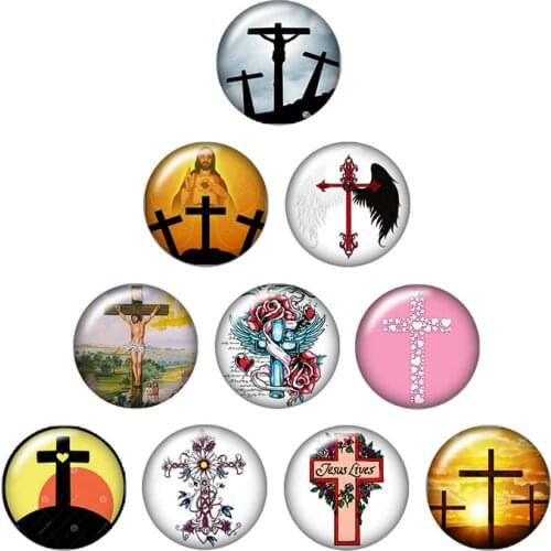 Cross Jesus Faith 10pcs mixed 12mm/16mm/18mm/25mm Round photo glass cabochon demo flat back Making findings