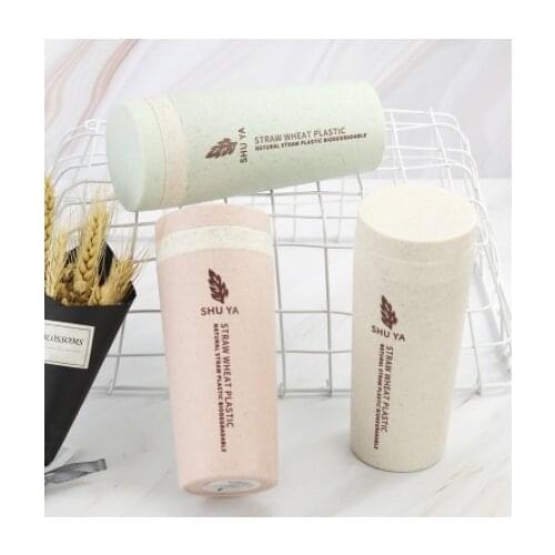Wheat straw double insulation Cup creative portable cup environmental protection water cup student cup with cover