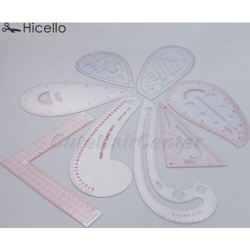 Sewing Ruler Tailor Curve Ruler Plastic Cutting Clothing 8 shapes Drawing Craft tool Square Triangle-shape Water Drop Hicello