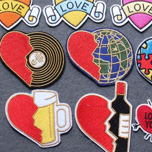 Iron On Patch Heart-Shaped Patch Embroidery Patches For Clothes Colorful Lips Patches On Clothing Stripes LGBT Badges Accessory
