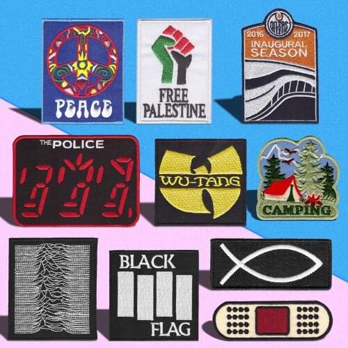 Punk Style Timing figures Patch Environmental logo Embroidered Applique Field cabin Patches Clothes Stickers Accessories Badge
