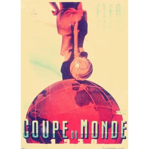 "1938 France World Cup" Football Pictures Wall Chart Retro Matte Kraft Paper Poster Painting Wall Stickers Bar Cafe Home Decor