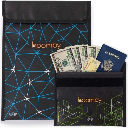 Fireproof Document Bag 15 x 11 & 9 x 7 Inches Set Non-Itchy Silicone Coated Fire Resistant Bag Fireproof Safe Storage for Money