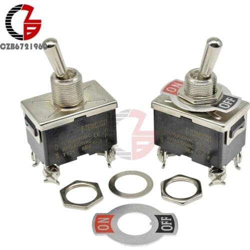 E-TEN(C)1221 Toggle Switch 31.5*19.5MM Black 4Pin On-Off Switch Copper Contactor 10000 Times Lifespan 250V 16A for Car Speaker