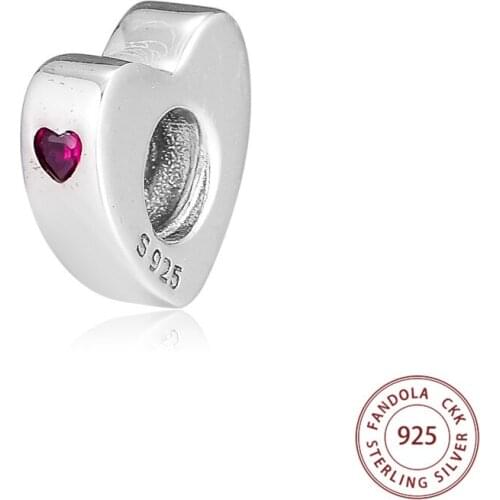 Genuine 925 Sterling Silver Two Hearts Spacer Charms Beads for Women Fits Pandora Bracelets Necklace Silver 925 Jewelry
