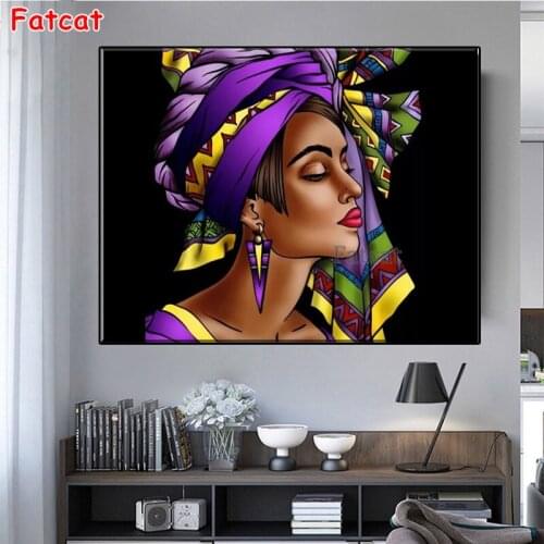 Full Square Round diy Diamond Painting Scarf African Woman 5D diamond Embroidery Mosaic New Arrival Portrait Home Decor PP1802