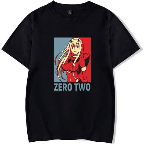 Cool Anime DARLING in the FRANXX ZERO TWO Short Sleeve T Shirt Harajuku Tops Summer Tees Plus Size Shirts Dropship Clothing