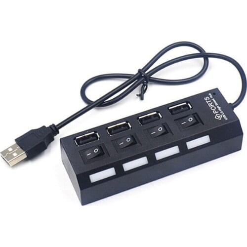 Kebidu 4 Port USB HUB Multi USB 2.0 Splitter 480 Mbps High Speed Converter Adapter with on/off Switch For MacBook PC Notebook