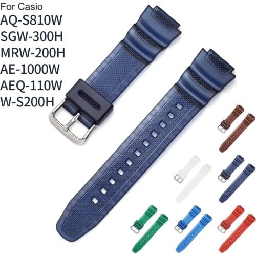 PU Rubber Strap Waterproof Watchband For Casio AQ-S800W SGW-300H SGW-400H SGW-500H AE-1200 F-108WH W-800H