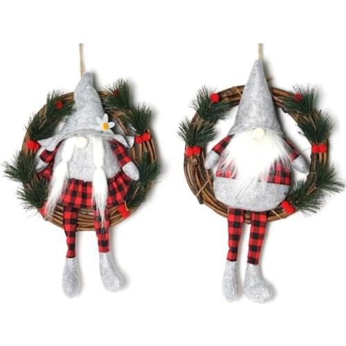 Christmas Wreath Swedish Gnome for Front Door Scandinavian Tomte Santa Ornaments Window Home Decorations