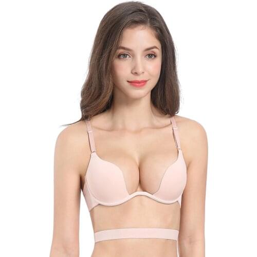 Sexy Womens Lingerie with A Deep U-neck Ecmln Push-up, U-shaped Bra, Sexy Bras,underwear with A Cut on The Back for Women Girl