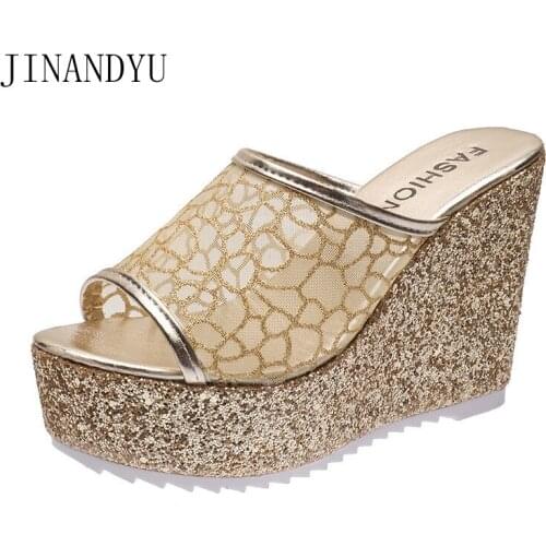 Lace Wedge Heels for Women Summer Slippers High Heels Women Platform Shoes Sandals Casuales Beach Shoes Women Thick Slipper