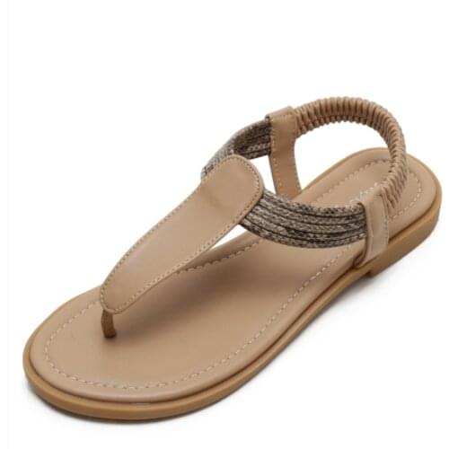 Flip-Flop Sandals Women Summer 2021 Flat Bohemian Simple Wild Retro Travel Roman Shoes Holiday Beach Shoes