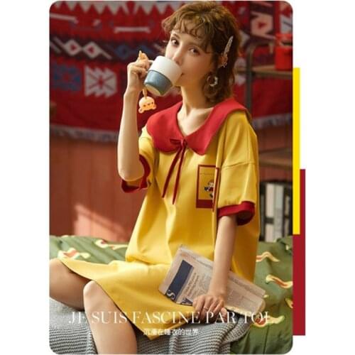 Cute Pajama Sets For Women spring and autumn Sleepwear Cotton Pyjama Suits Cartoon Pijama Feminino Plus Size 5XL sleep skirt