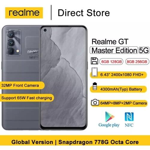 Realme GT Master Edition Global Version NFC 5G Cell Phones 6.43" Snapdragon 778G Octa-core 64MP Smartphones 65W Fast charging