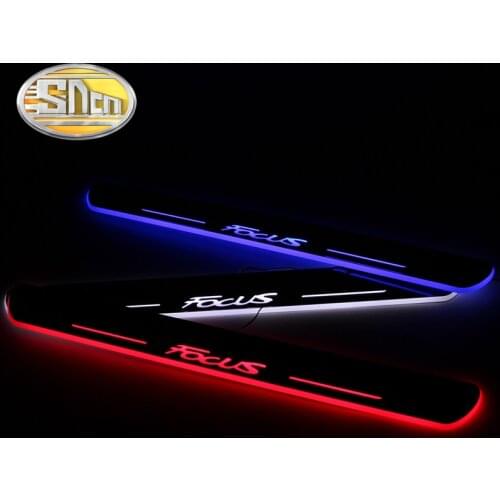 SNCN 4PCS Car LED Door Sill For Ford Focus 2 3 4 MK2 MK3 MK4 Ultra-thin Acrylic Dynamic LED Welcome Light Scuff Plate Pedal