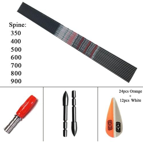 6/12pcs Archery Carbon Arrow V3 ID4.2mm Arrow Vanes Point Pin Nock DIY Accessories Recurve Compound Bow Hunting Shooting